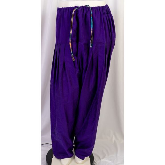 Unisex bright purple handmade Harem pants with stretch waist - Sz L - Picture 2 of 4